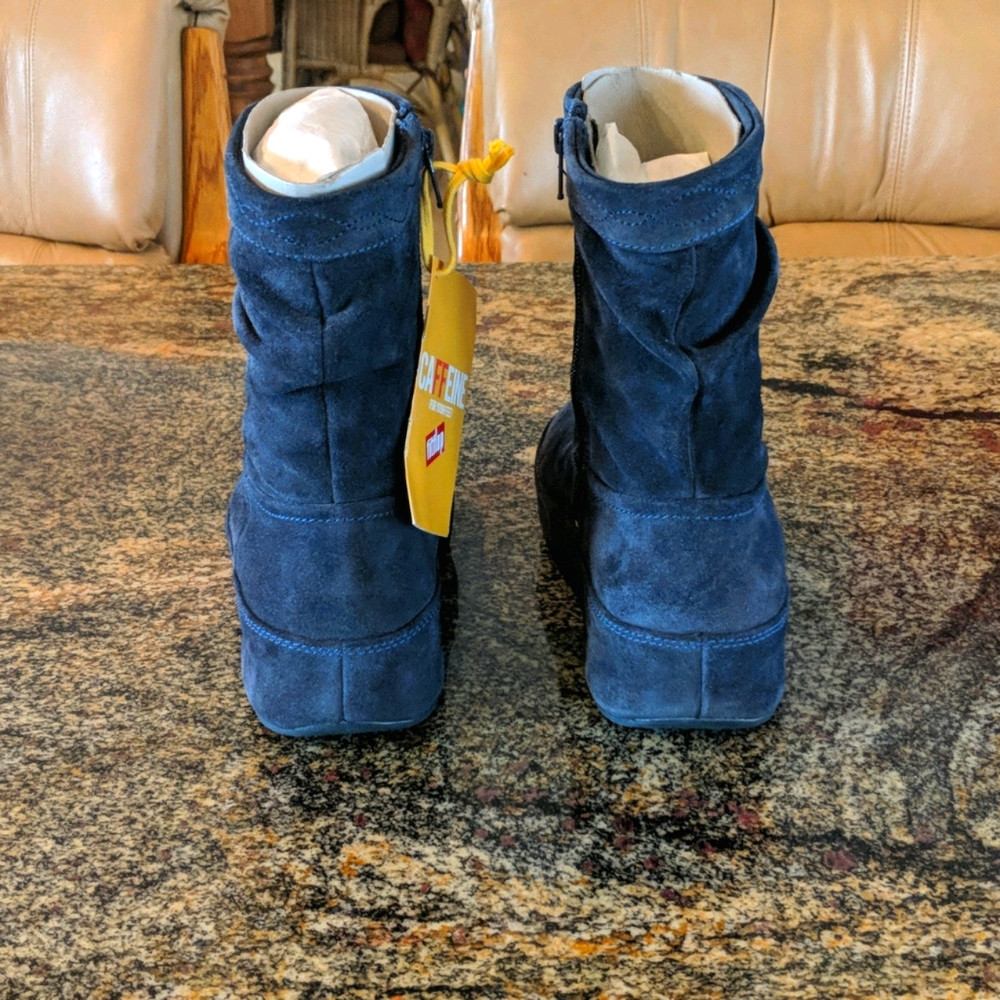 Fitflop comfy blue platform suede ankle boots - Picture 4 of 8
